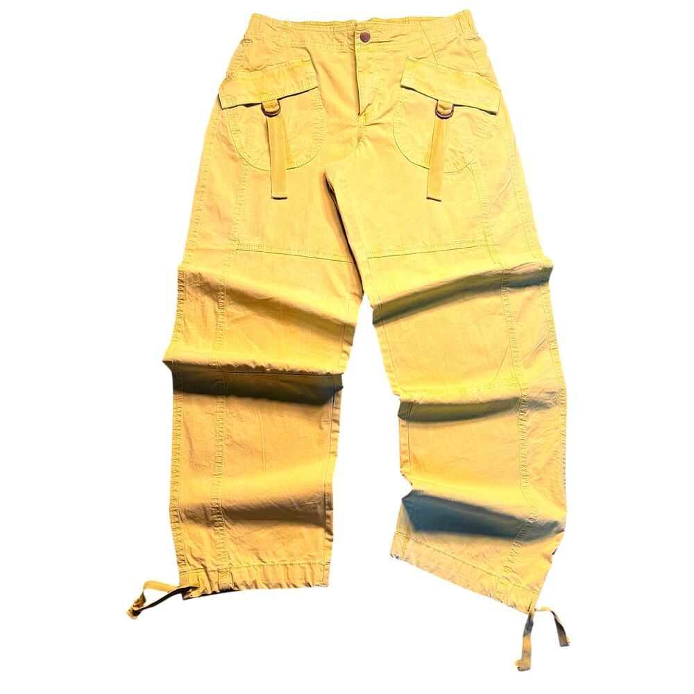 SO Cargo Pants Women Medium Yellow Green Chartreuse Y2K Utility Gorpcore